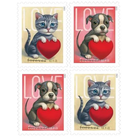 LOVE dog 2023 - 5 Sheets 100 Pcs Unused Stamps for Mailing